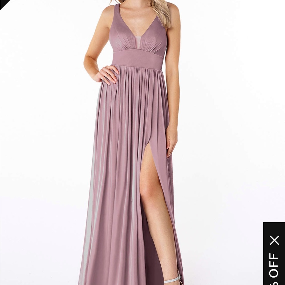 Azazie Dusty Rose Floor-Length Belize Bridesmaid Dress Size 6